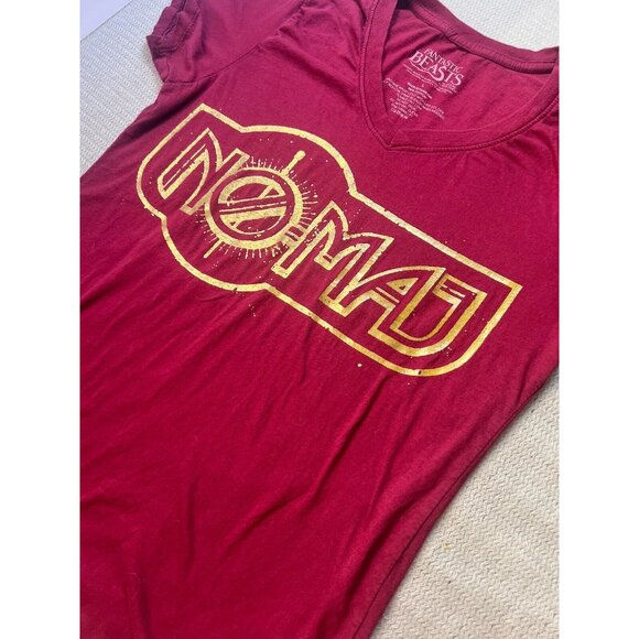 Fantastic Beasts And Where To Find Them No-Maj Girls T-Shirt Large V-neck Red - Picture 1 of 7